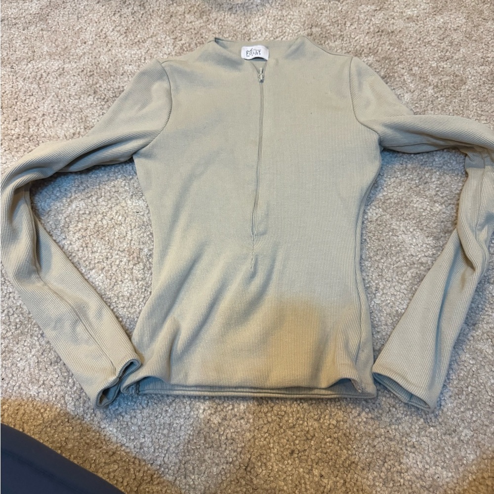 Oh Polly zip up ribbed long sleeve top